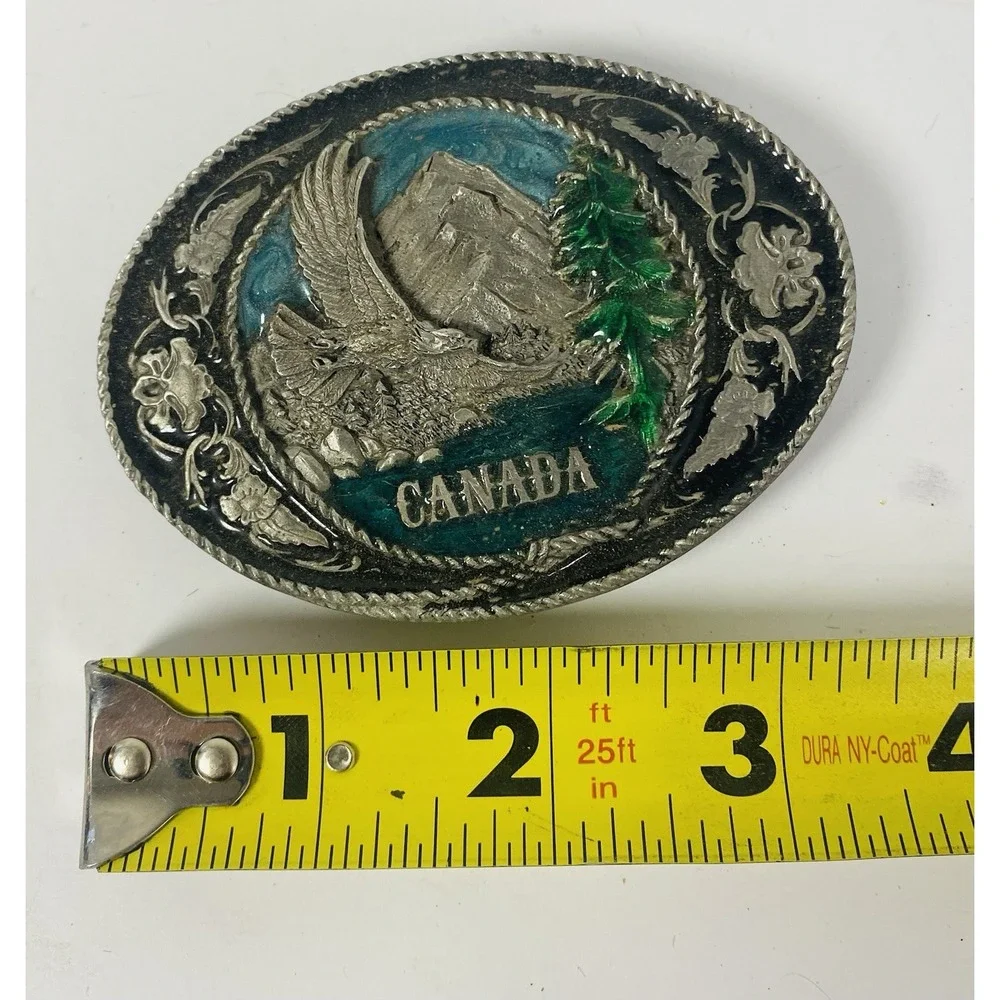Canada 1991 Siskiyou Belt Buckle Mountain Eagle‎ Floral Vintage
